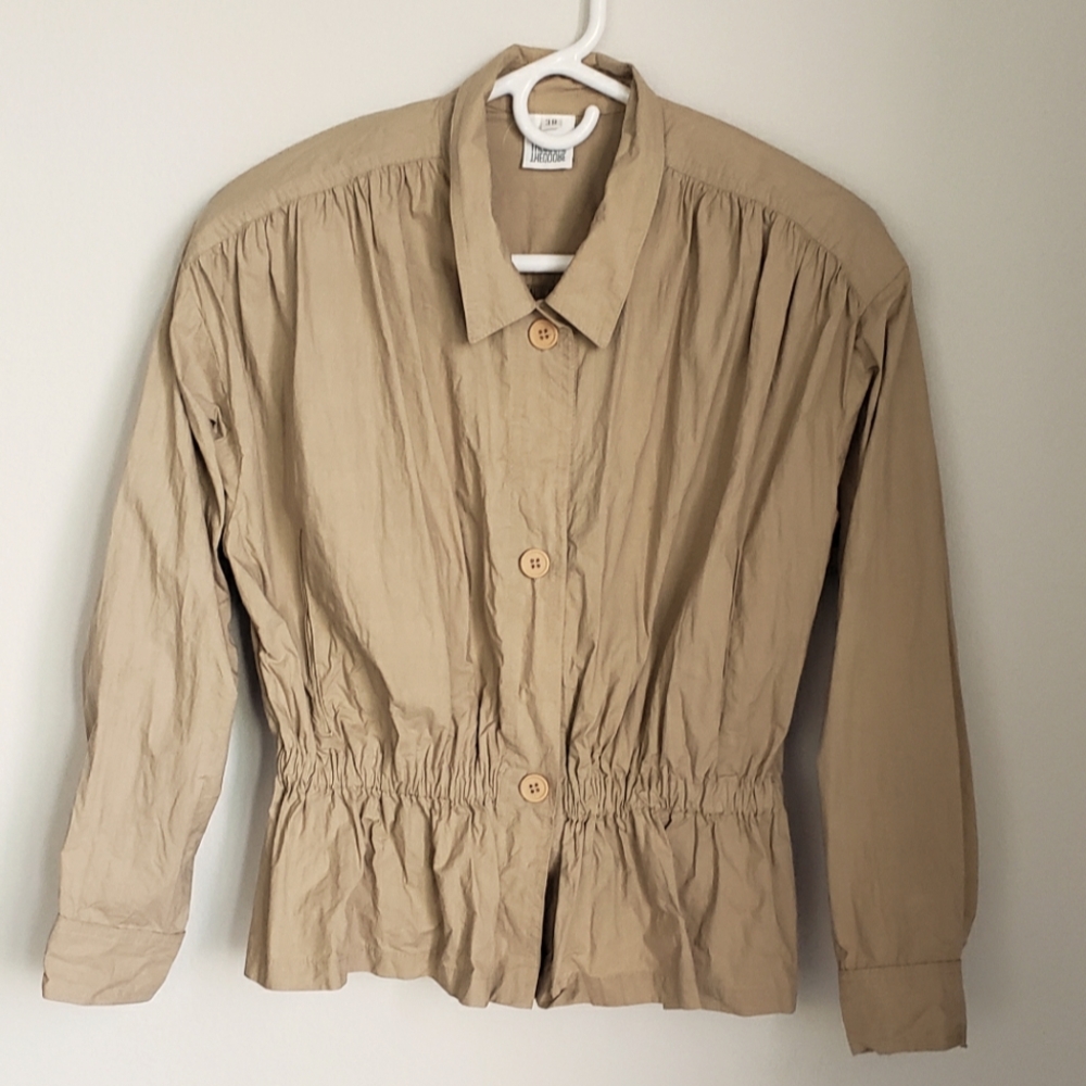 Vintage Jacket Theodore Beverly Hills 1980s Small Designer Pleated Cotton